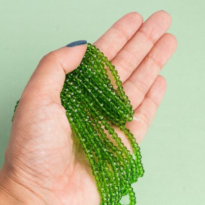 Fio de Cristal Facetado 4mm Verde Claro. 10 Fios - 1.280 Peças - Imagem 2
