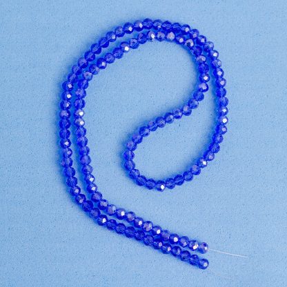 Fio de Cristal Facetado 4mm Azul Royal Furta Cor. 10 Fios - 1.280 Peças