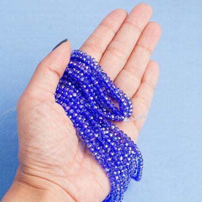Fio de Cristal Facetado 4mm Azul Royal Furta Cor. 10 Fios - 1.280 Peças - Imagem 2