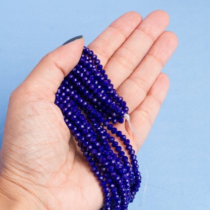 Fio de Cristal Facetado 4mm Azul Royal Leitoso. 10 Fios - 1.280 Peças - Imagem 2