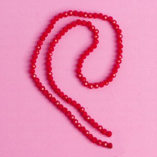 Fio de Cristal Facetado 4mm Vermelho Escuro Leitoso. 10 Fios - 1.280 Peças
