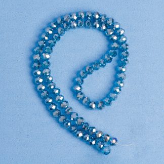 Fio de Cristal Facetado 6mm Azul Esverdeado Furta Cor. 10 Fios - 830 Peças