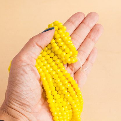 Fio de Cristal Facetado 6mm Amarelo Fosco. 10 Fios - 830 Peças - Imagem 2