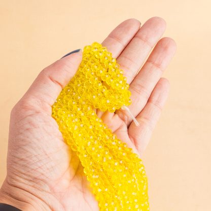 Fio de Cristal Facetado 6mm Amarelo. 10 Fios - 830 Peças - Imagem 2