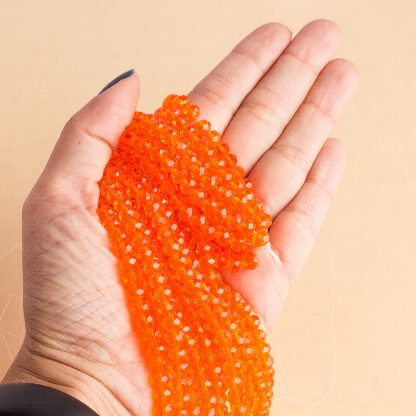 Fio de Cristal Facetado 6mm Laranja. 10 Fios - 830 Peças - Imagem 2
