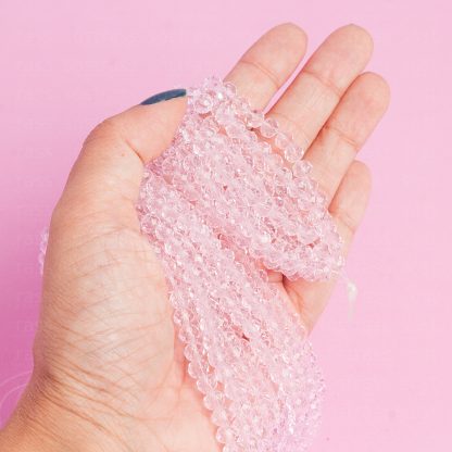 Fio de Cristal Facetado 6mm Rosa Claro. 10 Fios - 830 Peças - Imagem 2