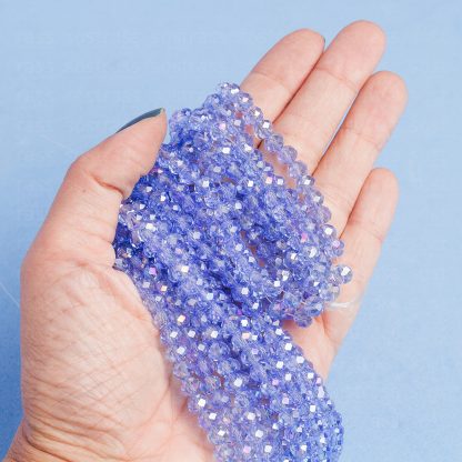 Fio de Cristal Facetado 6mm Azul Celeste Furta Cor. 10 Fios - 830 Peças - Imagem 2
