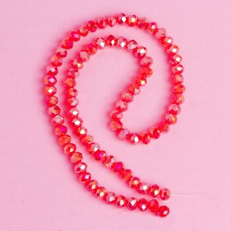 Fio de Cristal Facetado 6mm Vermelho Claro Furta Cor. 10 Fios - 830 Peças