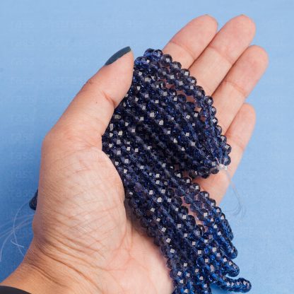 Fio de Cristal Facetado 6mm Azul Escuro. 10 Fios - 830 Peças - Imagem 2