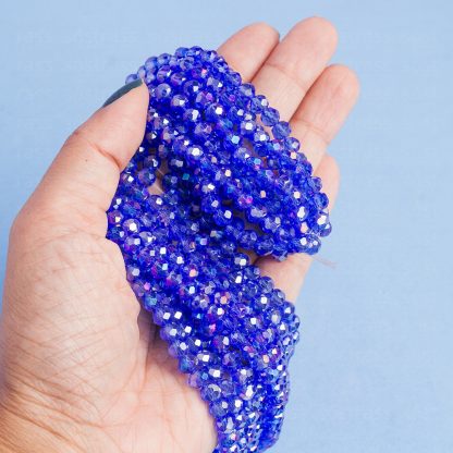 Fio de Cristal Facetado 6mm Azul Royal Furta Cor. 10 Fios - 830 Peças - Imagem 2