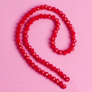 Fio de Cristal Facetado 6mm Vermelho Escuro Leitoso. 10 Fios - 830 Peças