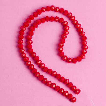 Fio de Cristal Facetado 6mm Vermelho Escuro Leitoso. 10 Fios - 830 Peças