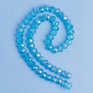 Fio de Cristal Facetado 8mm Azul Claro Furta Cor. 10 Fios - 630 Peças