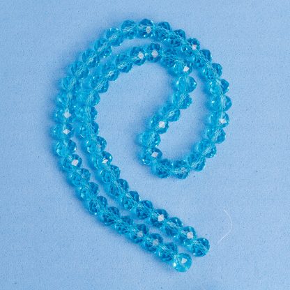 Fio de Cristal Facetado 8mm Azul Claro. 10 Fios - 630 Peças