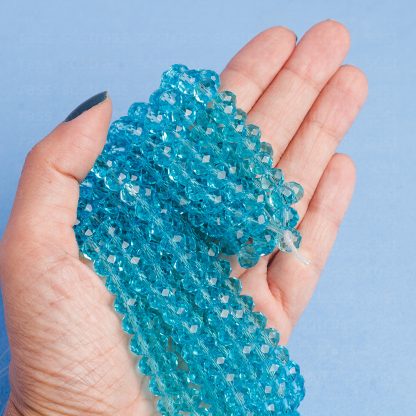 Fio de Cristal Facetado 8mm Azul Claro. 10 Fios - 630 Peças - Imagem 2