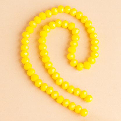Fio de Cristal Facetado 8mm Amarelo Fosco. 10 Fios - 630 Peças