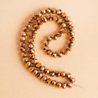 Fio de Cristal Facetado 8mm Bronze. 10 Fios - 630 Peças