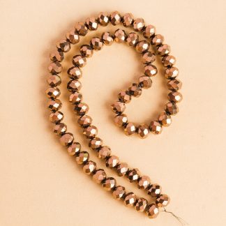 Fio de Cristal Facetado 8mm Crystal Copper. 10 Fios - 630 Peças