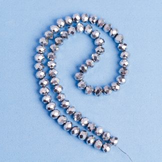 Fio de Cristal Facetado 8mm Prateado. 10 Fios - 630 Peças
