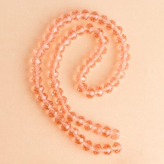 Fio de Cristal Facetado 8mm Pêssego Claro. 10 Fios - 630 Peças