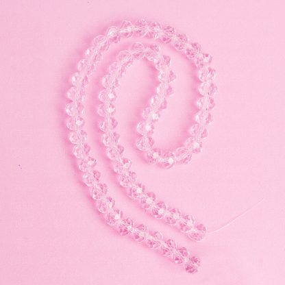Fio de Cristal Facetado 8mm Rosa Claro. 10 Fios - 630 Peças