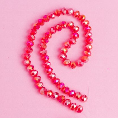 Fio de Cristal Facetado 8mm Vermelho Claro Furta Cor. 10 Fios - 630 Peças