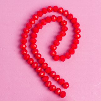Fio de Cristal Facetado 8mm Vermelho Claro. 10 Fios - 630 Peças