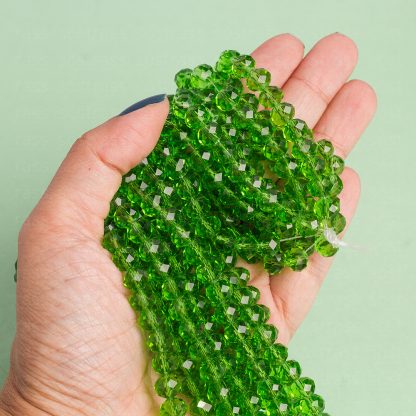 Fio de Cristal Facetado 8mm Verde Claro. 10 Fios - 630 Peças - Imagem 2