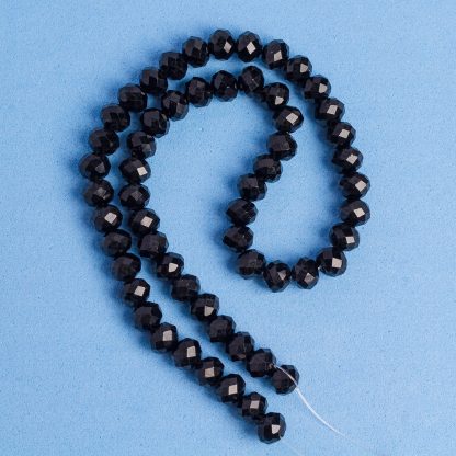 Fio de Cristal Facetado 8mm Preto. 10 Fios - 630 Peças