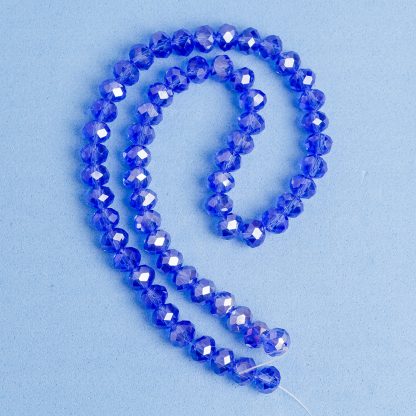 Fio de Cristal Facetado 8mm Azul Royal Furta Cor. 10 Fios - 630 Peças