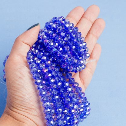 Fio de Cristal Facetado 8mm Azul Royal Furta Cor. 10 Fios - 630 Peças - Imagem 2