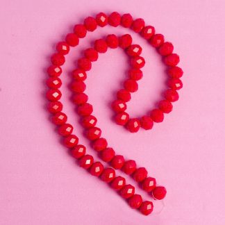 Fio de Cristal Facetado 8mm Vermelho Escuro Leitoso. 10 Fios - 630 Peças