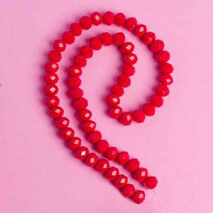 Fio de Cristal Facetado 8mm Vermelho Escuro Leitoso. 10 Fios - 630 Peças